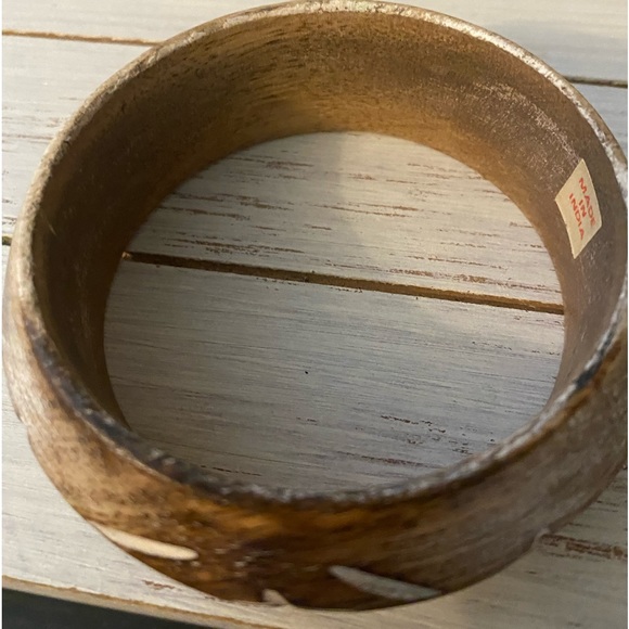 Vintage Carved Wooden Motif Bracelet Made in India Boho - Picture 2 of 8